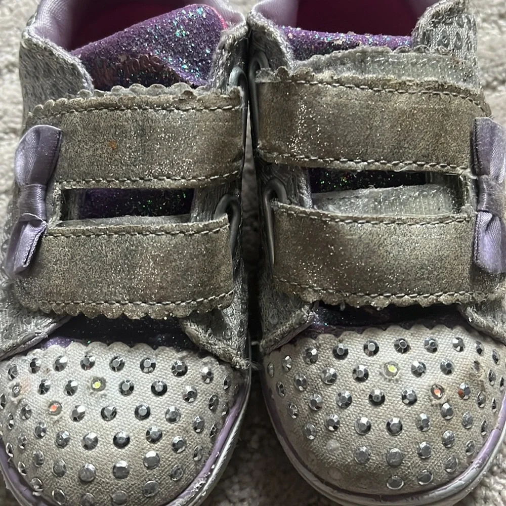 Twinkle Toes by Skechers Silver & Purple Light Up Shoes